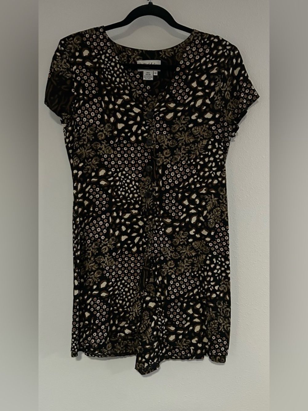 Liberty Fashions Short-Sleeve Black & Tan Patterned Romper